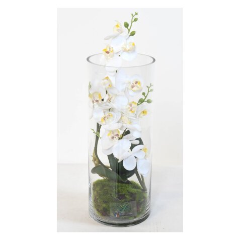 Bloemstuk kunstbloemen witte maanorchidee 40 cm 