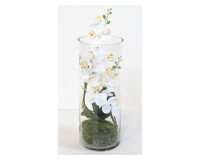 Bloemstuk kunstbloemen witte maanorchidee 40 cm 