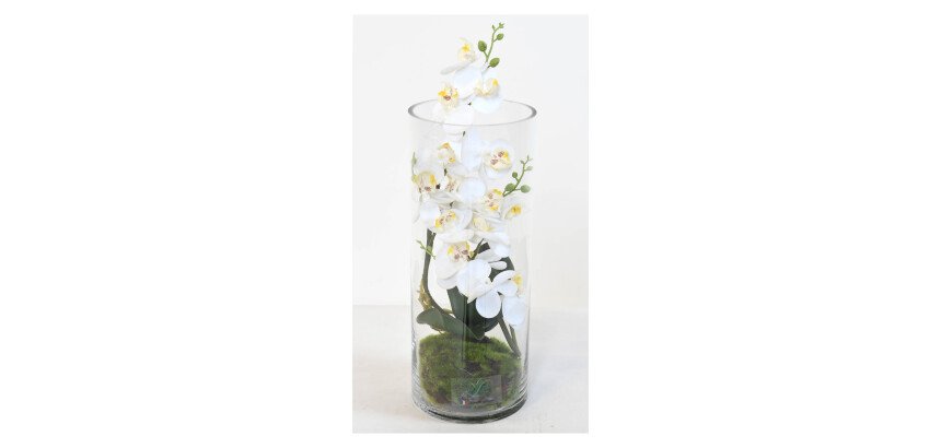 Composition florale artificielle Phalaeno blanche 40 cm