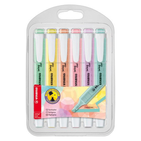 Subrayadores STABILO Swing Cool color pastel surtidos - Estuche de 6