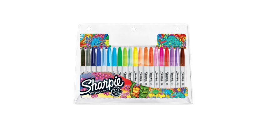 Marqueur permanent Sharpie pointe conique 1 mm - Pochette de 20 couleurs assorties