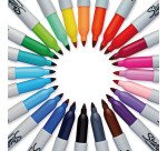 Marqueur permanent à capuchon Sharpie pointe conique fine - couleurs assorties - Pochette de 20