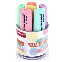 Holder of 6 text markers pastel Stabilo Boss assortment 