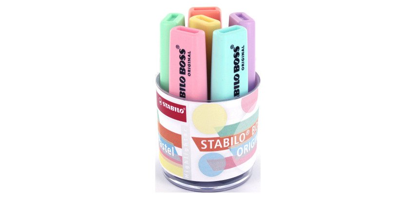 Halter 6 Textmarker Pastell Stabilo Boss 