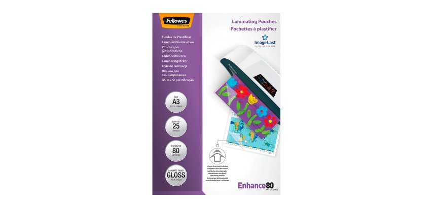 Fellowes A3 Laminating Pouches - 2 x 80 Microns - Glossy - Box of 25