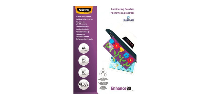 Boîte 25 pochettes de plastification à chaud Fellowes A4 2 x 80