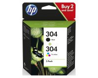 HP 304 Pack 2 Cartuchos originales negro + tricolor (120 + 3 x 100 páginas)