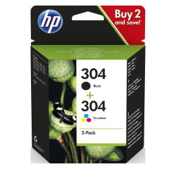 HP 304 Pack 2 Cartuchos originales negro + tricolor (120 + 3 x 100 páginas)