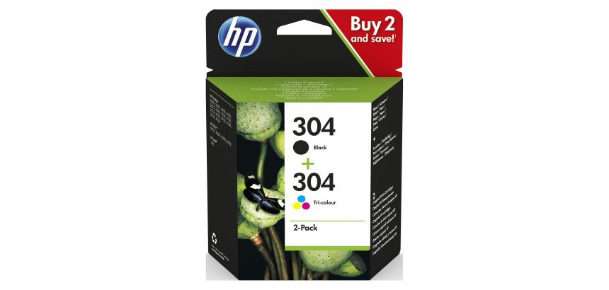 HP 304 Pack 2 Cartuchos originales negro + tricolor (120 + 3 x 100 páginas)