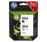 HP 304 Pack 2 cartouches : 1 noire + 1 cartouche 3 couleurs pour imprimante jet d'encre