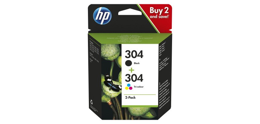 HP 304 Pack 2 cartouches : 1 noire + 1 cartouche 3 couleurs pour imprimante jet d'encre