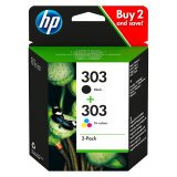 HP 303 pack 2 cartridges: 1 black and 1 with 3 colors for inkjet printer 
