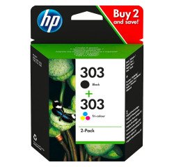 HP 303 Pack 2 cartouches : 1 noire + 1 cartouche 3 couleurs pour imprimante jet d'encre
