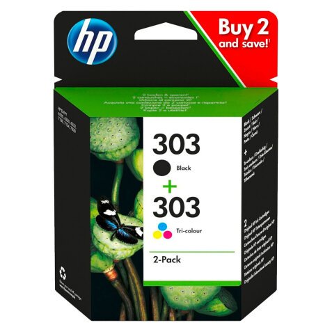 HP 303 pack 2 cartridges: 1 black and 1 with 3 colors for inkjet printer 