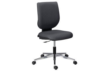 Chaise de bureau Nao simili cuir anthracite - dossier bas Sans accoudoirs  - mécanisme Contact permanent - pieds aluminium