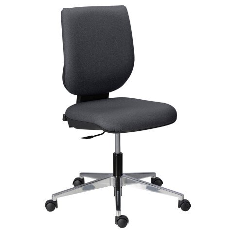 Chaise de bureau Nao simili cuir anthracite - dossier bas Sans accoudoirs  - mécanisme Contact permanent - pieds aluminium