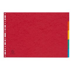 Intercalaire A3 carte lustrée colorée Exacompta 5 onglets neutres multicolores - 1 jeu