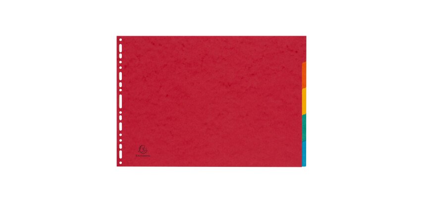 Intercalaire A3 carte lustrée colorée Exacompta 5 onglets neutres multicolores - 1 jeu