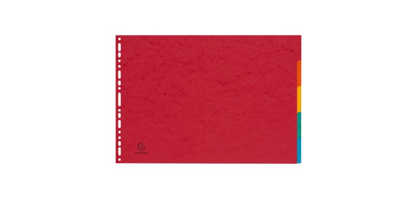 Intercalaire A3 carte lustrée colorée Exacompta 5 onglets neutres multicolores - 1 jeu