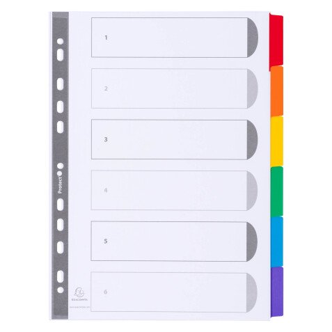 Intercalaire A4 carte160 g Exacompta 6 onglets neutres réinscriptibles multicolores - 1 jeu