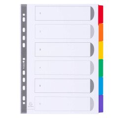 Intercalaire A4 carte160 g Exacompta 6 onglets neutres réinscriptibles multicolores - 1 jeu