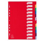 Intercalaires neutres A4 Exacompta polypropylène 30/100e 12 onglets  multicolores - 1 jeu
