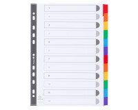 Intercalaires A4 Esselte 12 Onglets Multicolores - Onglets Plastique Renforcés Avec Table Des Matières - 15262
