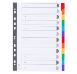 Intercalaire A4 carte160 g Exacompta 12 onglets neutres réinscriptibles multicolores - 1 jeu
