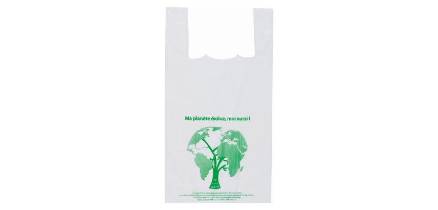 Compostable bag with straps H 54 x W 30 x D 7 cm - box of 1000
