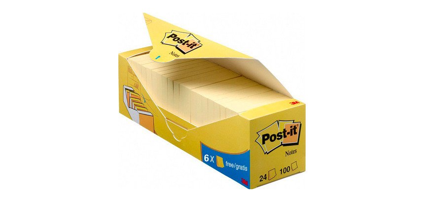Pack de 18 blocs de notas Post-it 76 X 76 mm Amarillo + 6 GRATIS