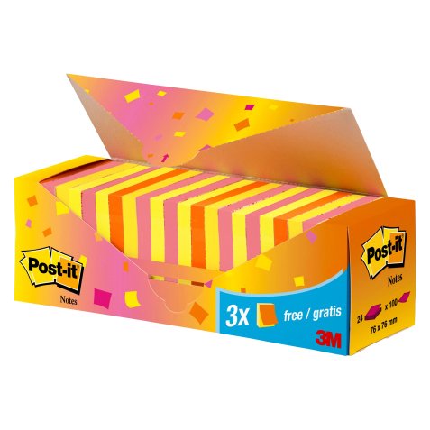 Blocs de notas Post-it 76 X 76 mm colores - Pack 21+3 GRATIS