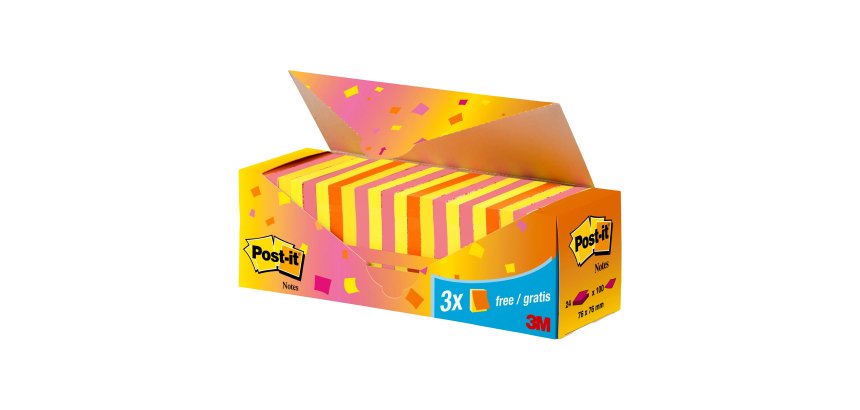 Blocs de notas Post-it 76 X 76 mm colores - Pack 21+3 GRATIS