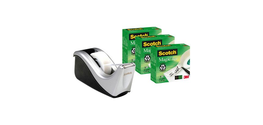 Pack 4 cintas Scotch Magic + Portarrollos GRATIS 
