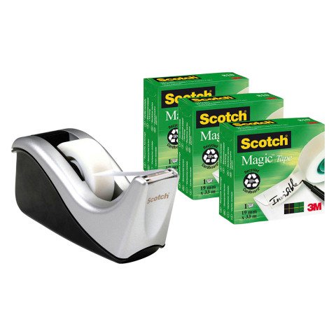Pack 4 cintas Scotch Magic + Portarrollos GRATIS