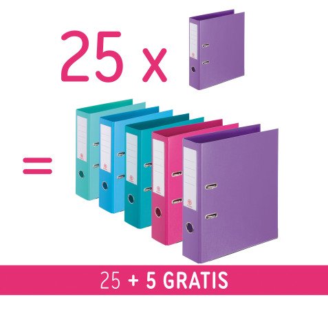 Pack 25 Archivadores palanca A4 Lomo 7,5 colores surtidos + 5 GRATIS