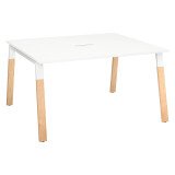 Mesa de reunión modulable Ecla An 140 x Fon 126 cm patas metal y madera