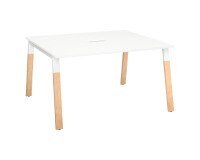 Mesa de reunión modulable Ecla An 140 x Fon 126 cm patas metal y madera