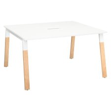 Expandable meeting table ECLA W 140 x D 126 cm undercarriage in metal and wood