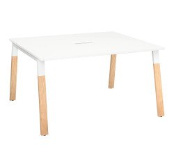 Mesa de reunión modulable Ecla An 140 x Fon 126 cm patas metal y madera