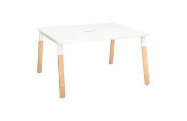 Mesa de reunión modulable Ecla An 140 x Fon 126 cm patas metal y madera