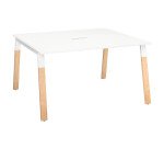 Table de réunion L 140 x P 126 cm - piétement métal et bois - Arch
