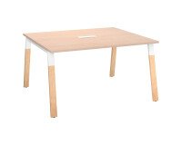 Mesa de reunión modulable Ecla An 140 x Fon 126 cm patas metal y madera