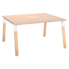 Mesa de reunión modulable Ecla An 140 x Fon 126 cm patas metal y madera