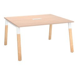 Mesa de reunión modulable Ecla An 140 x Fon 126 cm patas metal y madera