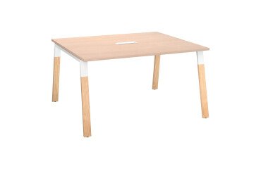 Mesa de reunión modulable Ecla An 140 x Fon 126 cm patas metal y madera