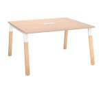 Table de réunion modulable ECLA L 140 x P 126 piètement métal et bois