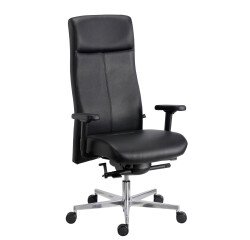 Office chair Tera Sitness leather - with armrests - Synchronous Mechanism - Aluminum base