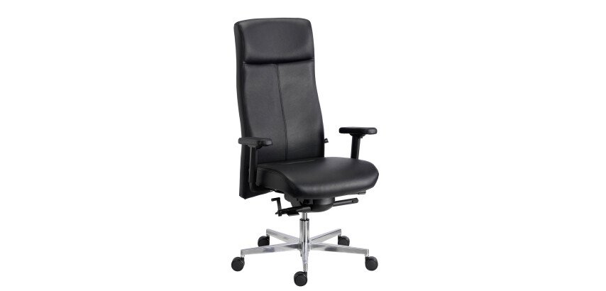 Bürostuhl Tera Sitness aus Leder - mit Armlehnen - Synchronmechanismus - Aluminiumfuß