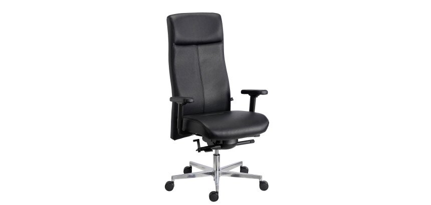 Fauteuil de bureau Tera Sitness cuir - avec accoudoirs - Mécanisme Synchrone - Pied aluminium