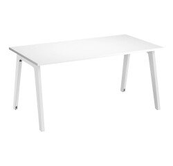 Mesa recta Eden Arco An 160 cm blanco patas metal blancas